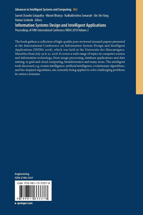 Produktbild: Information Systems Design and Intelligent Applications