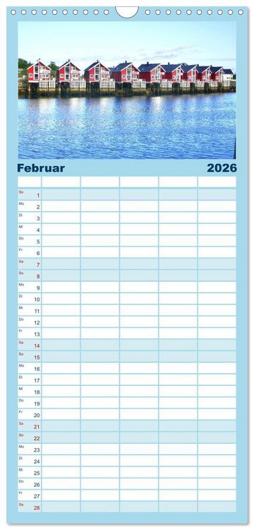Produktbild: Familienplaner 2026 - Norwegen - Unterwegs auf den Lofoten mit 5 Spalten (Wandkalender, 21 x 45 cm) CALVENDO