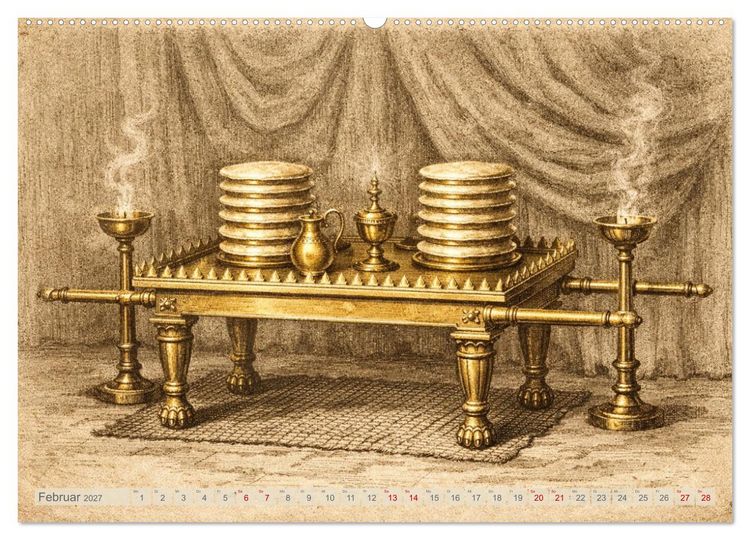 Produktbild: Die Ger&auml;te in der Stiftsh&uuml;tte - Bilder und hebr&auml;ische Begriffe (hochwertiger Premium Wandkalender 2027 DIN A2 quer), Kunstdruck in Hochglanz