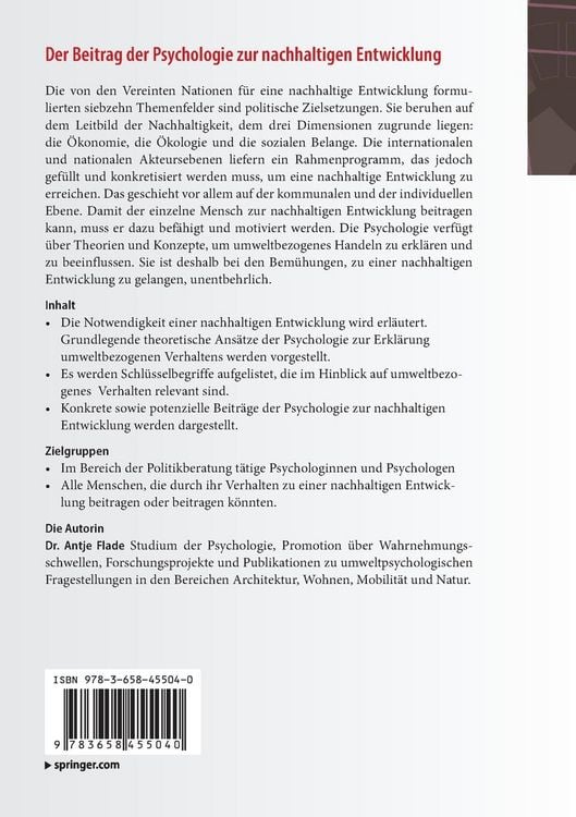 Produktbild: Der Beitrag der Psychologie zur nachhaltigen Entwicklung