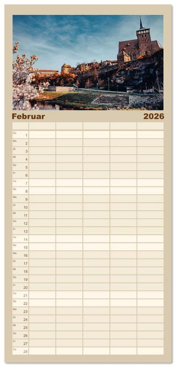 Produktbild: Familienplaner 2026 - Bautzen neu erleben - Monat f&uuml;r Monat urban eingefangen mit 5 Spalten (Wandkalender, 21 x 45 cm) CALVENDO