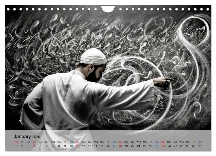 Produktbild: Arabic floating calligraphy as artwork (Wall Calendar 2026 DIN A4 landscape), CALVENDO 12 Month Wall Calendar