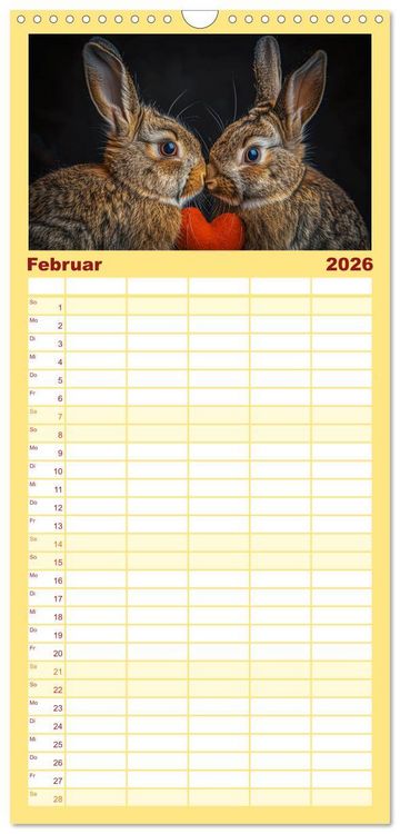 Produktbild: Familienplaner 2026 - Lustige Hasengeschichten mit 5 Spalten (Wandkalender, 21 x 45 cm) CALVENDO