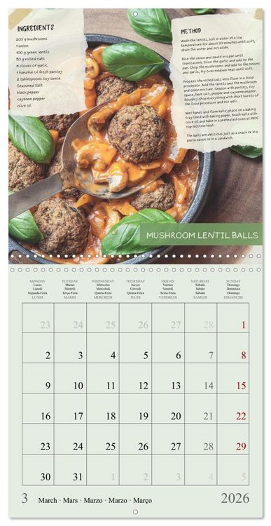 Produktbild: vegan indulgences - one plant-based recipe for each month (Wall Calendar 2026 12 &times; 12 Inch) CALVENDO 12 Month Wall Calendar