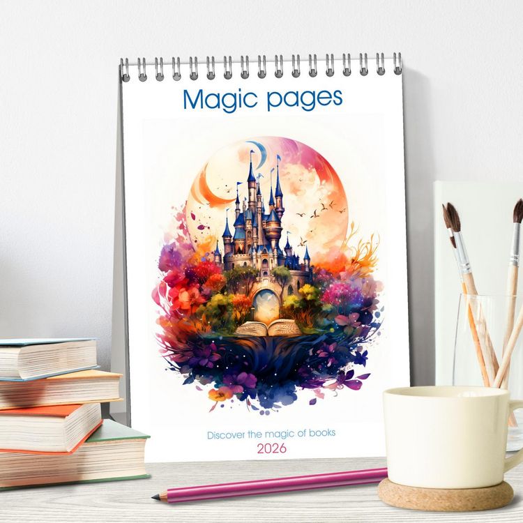 Produktbild: Magic pages - Discover the magic of books (Desk Calendar 2026 DIN A5 portrait), CALVENDO 12 Month DeskCalendar