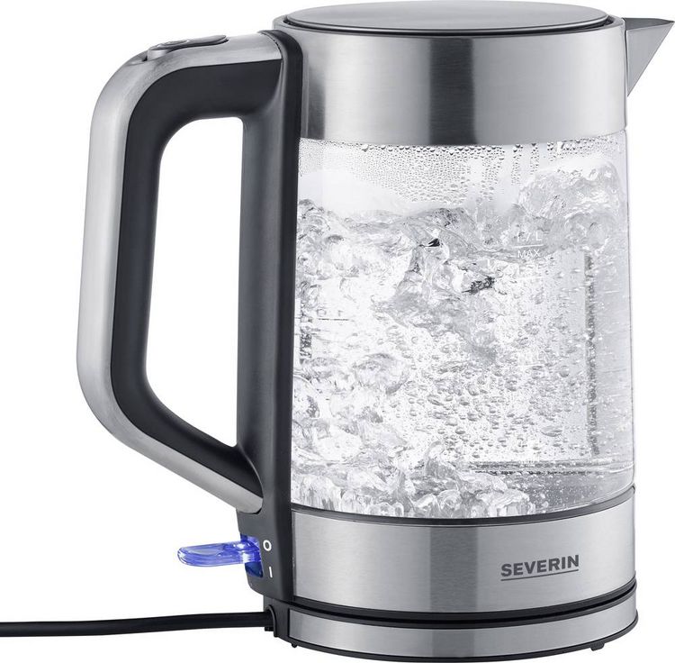 Produktbild: Severin WK 3420 Wasserkocher kabelgebunden Glas, Edelstahl (geb&uuml;rstet), Schwarz Fassungsverm&ouml;gen: 1.7 l