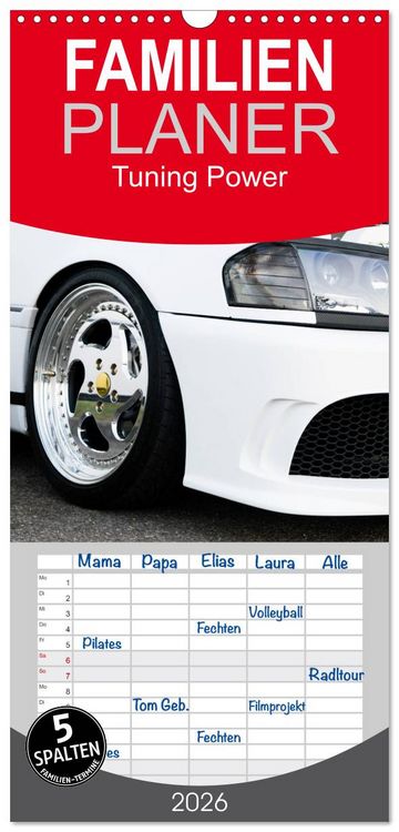 Produktbild: Familienplaner 2026 - Tuning Power mit 5 Spalten (Wandkalender, 21 x 45 cm) CALVENDO