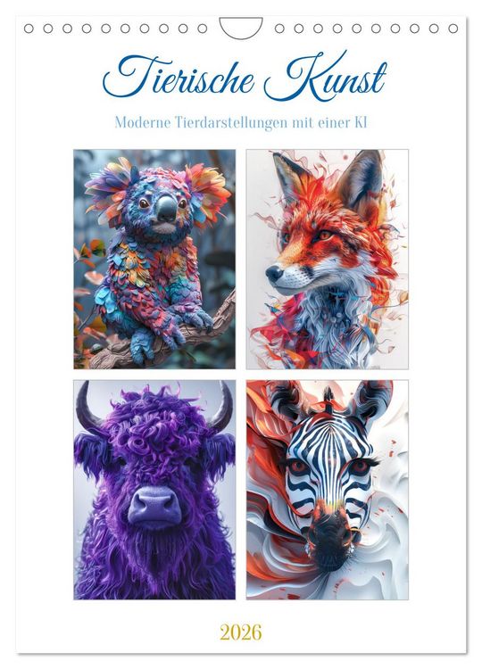 Produktbild: Tierische Kunst (Wandkalender 2026 DIN A4 hoch), CALVENDO Monatskalender