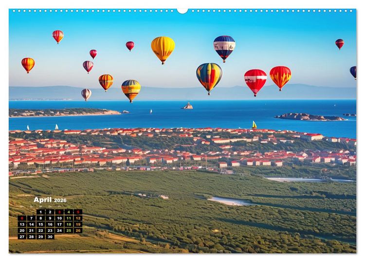 Produktbild: Freiheit in den L&uuml;ften . Mit dem Hei&szlig;luftballon unterwegs (Wandkalender 2026 DIN A2 quer), CALVENDO Monatskalender