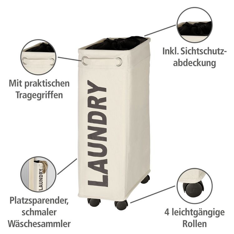 Produktbild: W&auml;schesammler Mod. Corno Beige, W&auml;schekorb, 43 l