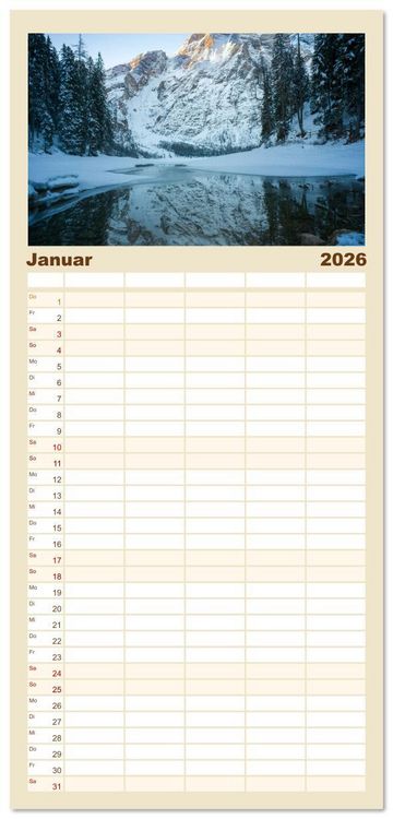 Produktbild: Familienplaner 2026 - Italien - zwischen Dolomiten und Amalfik&uuml;ste mit 5 Spalten (Wandkalender, 21 x 45 cm) CALVENDO