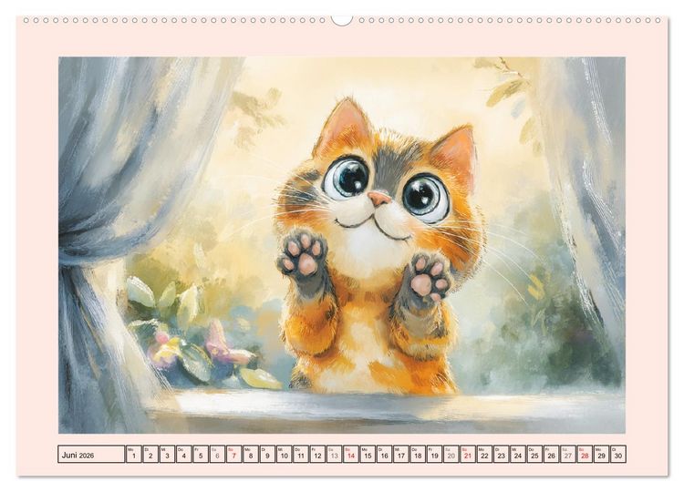 Produktbild: Pastellpf&ouml;tchen. Liebliche Katzen in sanften Farben (Wandkalender 2026 DIN A2 quer), CALVENDO Monatskalender