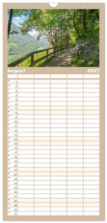 Produktbild: Familienplaner 2027 - Wanderparadies Bayerische Alpen mit 5 Spalten (Wandkalender, 21 x 45 cm) CALVENDO