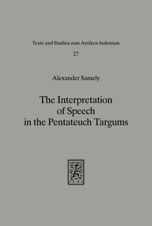 Produktbild: The Interpretation of Speech in the Pentateuch Targums