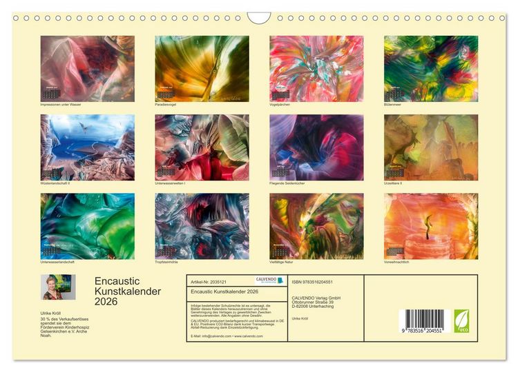 Produktbild: Encaustic Kunstkalender 2026 (Wandkalender 2026 DIN A3 quer), CALVENDO Monatskalender
