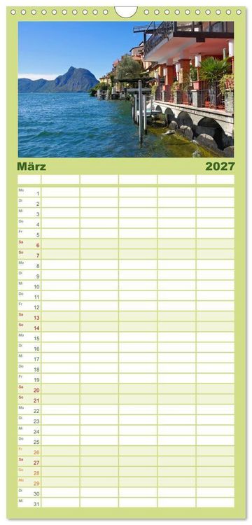 Produktbild: Familienplaner 2027 - Gandria - Malerisches Dorf am Luganer See mit 5 Spalten (Wandkalender, 21 x 45 cm) CALVENDO