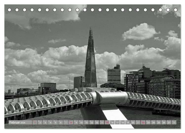 Produktbild: London in Schwarz-Wei&szlig; (Tischkalender 2026 DIN A5 quer), CALVENDO Monatskalender