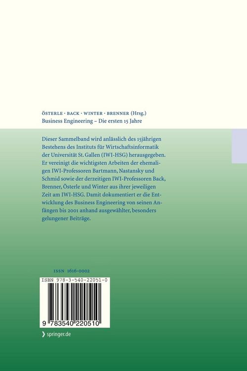 Produktbild: Business Engineering &mdash; Die ersten 15 Jahre
