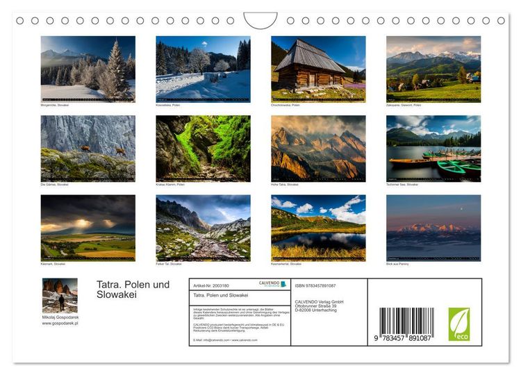 Produktbild: Tatra. Polen und Slowakei (Wandkalender 2026 DIN A4 quer), CALVENDO Monatskalender