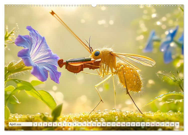 Produktbild: Konzert der Natur - Insekten spielen Musikinstrumente (hochwertiger Premium Wandkalender 2026 DIN A2 quer), Kunstdruck in Hochglanz