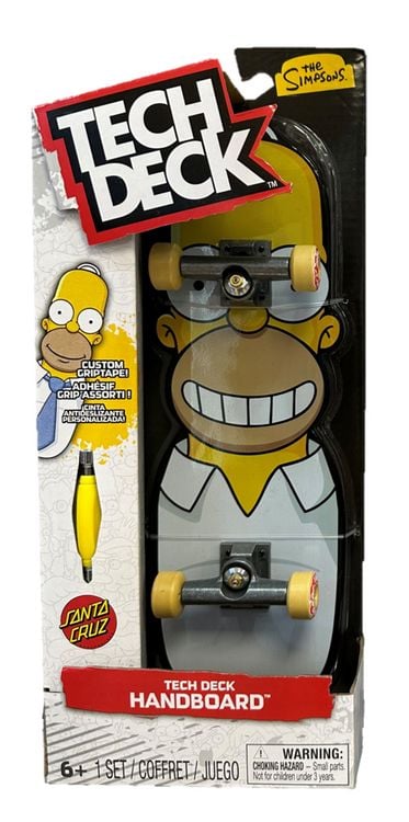 Produktbild: Tech Deck, Handboard mit Santa Cruz und Homer von The Simpsons, Mini-Skateboard für Tricks mit den Händen