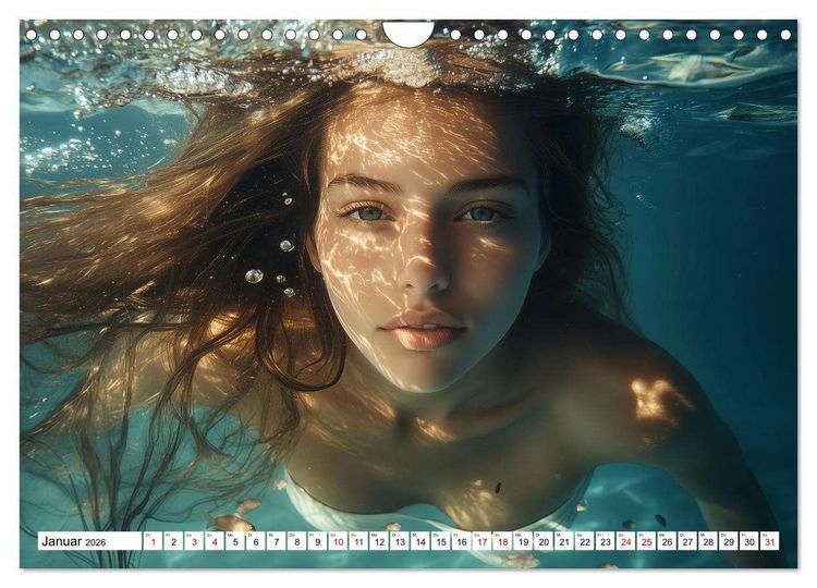Produktbild: Aqua Desire &ndash; KI-Sch&ouml;nheiten unter Wasser (Wandkalender 2026 DIN A4 quer), CALVENDO Monatskalender