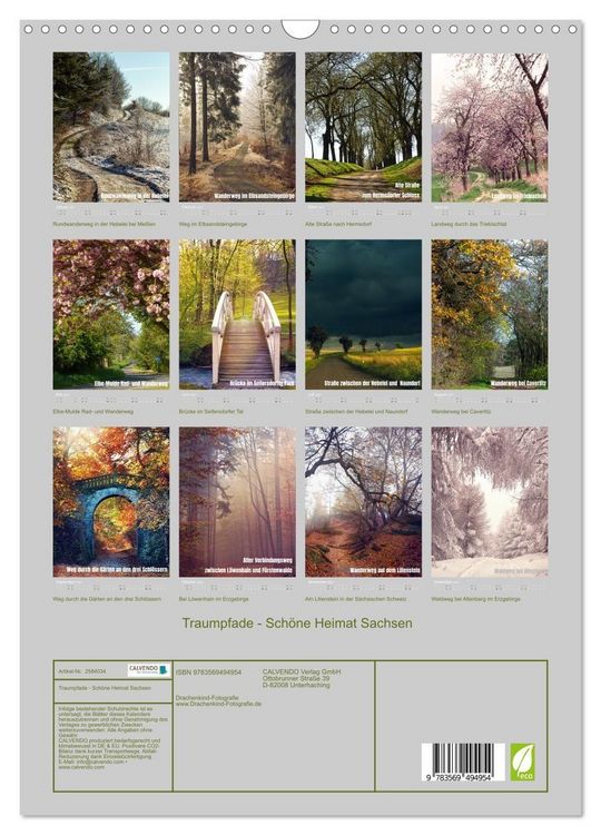 Produktbild: Traumpfade - Sch&ouml;ne Heimat Sachsen (Wandkalender 2027 DIN A3 hoch), CALVENDO Monatskalender