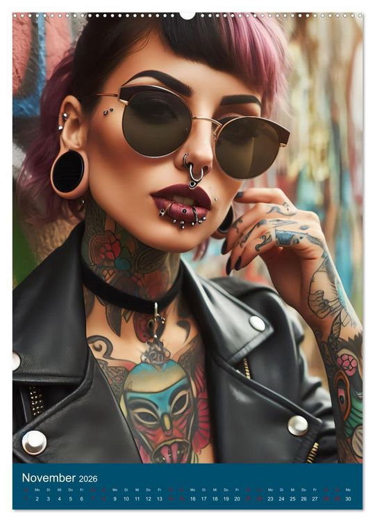 Produktbild: Tattoo und Piercing Women (hochwertiger Premium Wandkalender 2026 DIN A2 hoch), Kunstdruck in Hochglanz