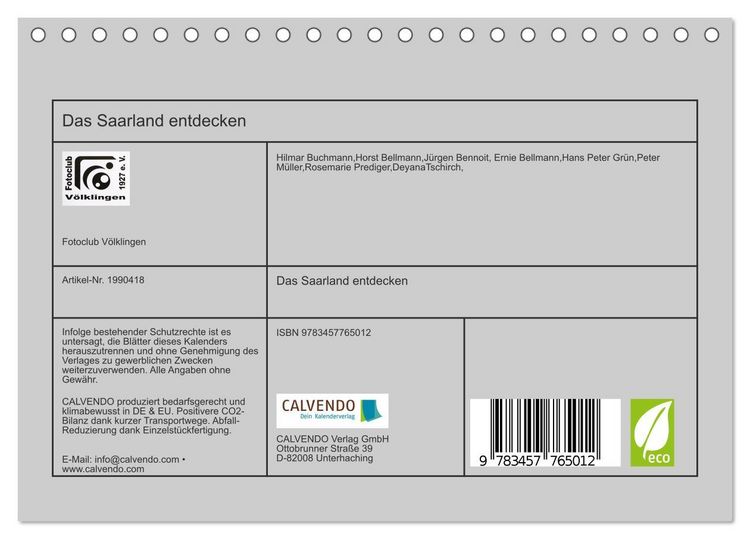 Produktbild: Das Saarland entdecken (Tischkalender 2026 DIN A5 quer), CALVENDO Monatskalender