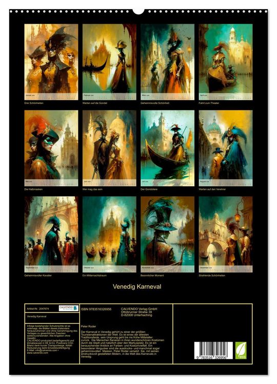 Produktbild: Venedig Karneval (hochwertiger Premium Wandkalender 2026 DIN A2 hoch), Kunstdruck in Hochglanz