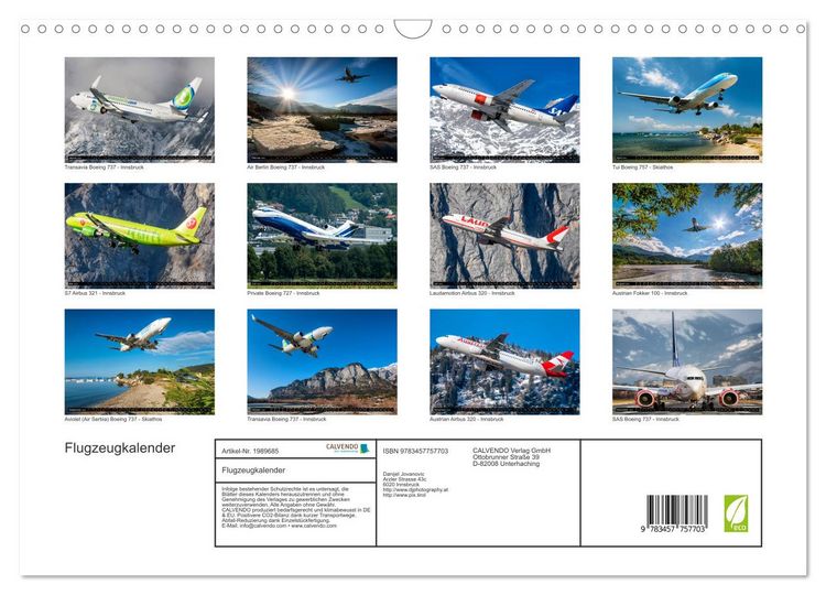 Produktbild: Flugzeugkalender (Wandkalender 2026 DIN A3 quer), CALVENDO Monatskalender