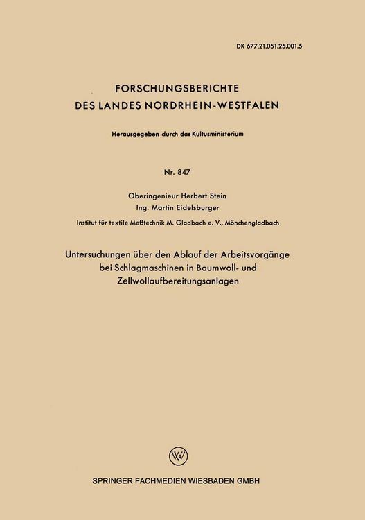 Produktbild: Untersuchungen &uuml;ber den Ablauf der Arbeitsvorg&auml;nge bei Schlagmaschinen in Baumwoll- und Zellwollaufbereitungsanlagen
