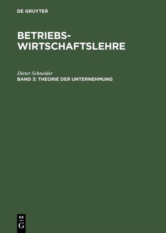 Produktbild: Betriebswirtschaftslehre, Band 3, Theorie der Unternehmung