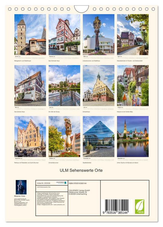 Produktbild: ULM Sehenswerte Orte (Wandkalender 2026 DIN A4 hoch), CALVENDO Monatskalender