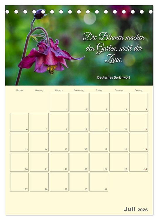 Produktbild: Gartenliebe (Tischkalender 2026 DIN A5 hoch), CALVENDO Monatskalender