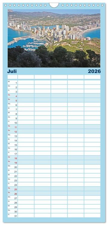 Produktbild: Familienplaner 2026 - Costa Blanca. Schroffe Felsen und schillerndes Mittelmeer mit 5 Spalten (Wandkalender, 21 x 45 cm) CALVENDO