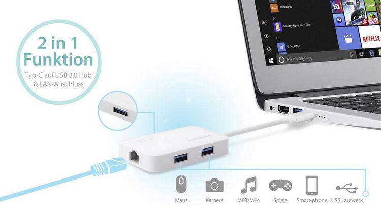 Produktbild: EDIMAX EU-4308 Netzwerkadapter USB-A (USB 3.2 Gen 2)