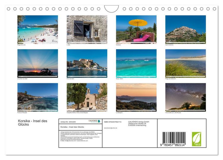 Produktbild: Korsika - Insel des Gl&uuml;cks (Wandkalender 2026 DIN A4 quer), CALVENDO Monatskalender