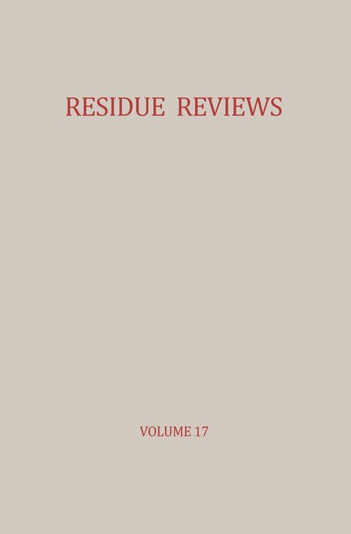 Produktbild: Residue Reviews / R&uuml;ckstands-Berichte
