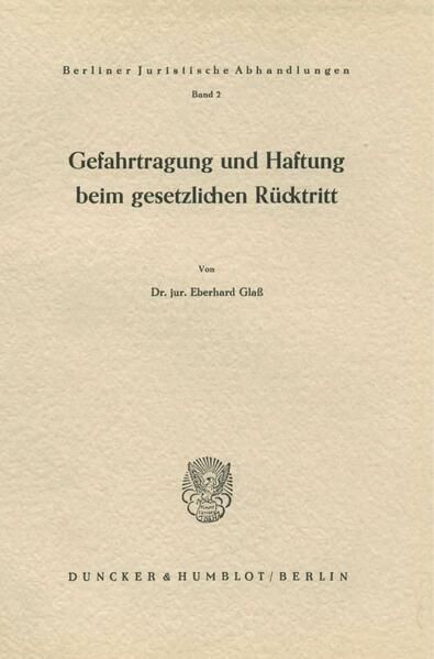 Produktbild: Gefahrtragung und Haftung beim gesetzlichen R&uuml;cktritt.
