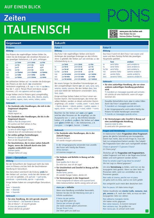 Produktbild: PONS Zeiten auf einen Blick Italienisch