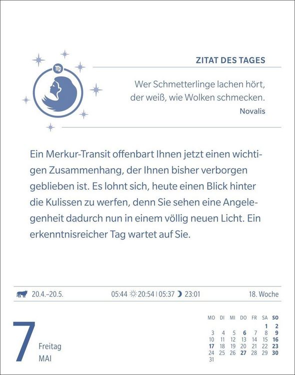 Produktbild: Jungfrau Sternzeichenkalender 2027 - Tagesabrei&szlig;kalender - Ihr Horoskop f&uuml;r jeden Tag