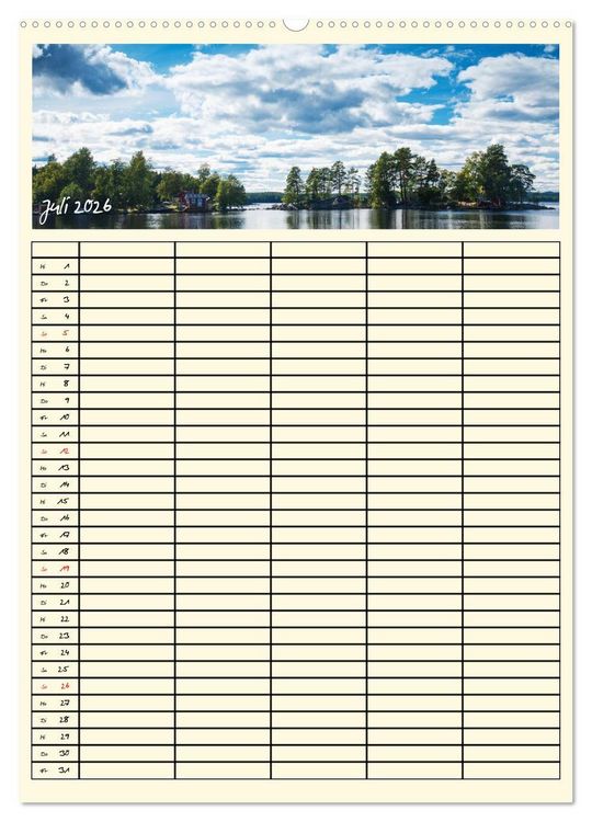 Produktbild: Urlaubsparadiese - Familienplaner (hochwertiger Premium Wandkalender 2026 DIN A2 hoch), Kunstdruck in Hochglanz