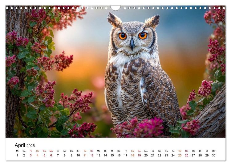 Produktbild: Eulen - Augen der Wildnis (Wandkalender 2026 DIN A3 quer), CALVENDO Monatskalender