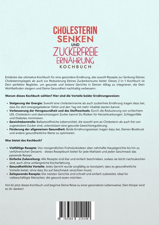 Produktbild: Cholesterin Senken und Zuckerfreie Ern&auml;hrung Kochbuch