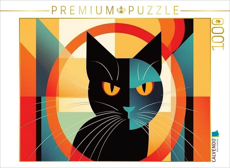 Produktbild: CALVENDO Puzzle Schwarze Katze mit emp&ouml;rtem Blick | 1000 Teile Lege-Gr&ouml;&szlig;e 64x48cm Foto-Puzzle f&uuml;r gl&uuml;ckliche Stunden