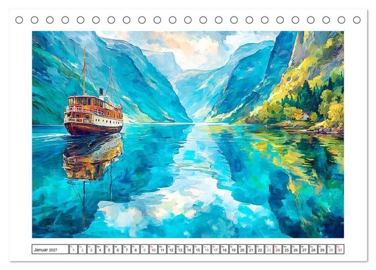 Produktbild: Norwegen. K&uuml;nstlerische Aquarelle aus dem hohen Norden (Tischkalender 2027 DIN A5 quer), CALVENDO Monatskalender