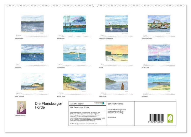 Produktbild: Die Flensburger F&ouml;rde (hochwertiger Premium Wandkalender 2026 DIN A2 quer), Kunstdruck in Hochglanz