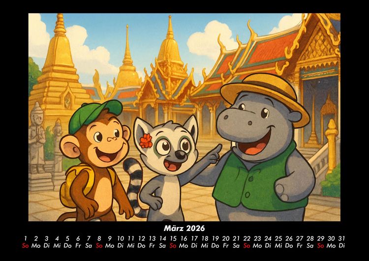 Produktbild: Milo, Lulu & Sash in Bangkok 2026 Fotokalender DIN A3