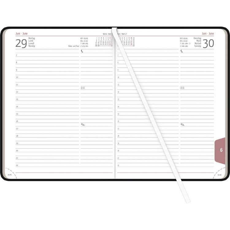 Produktbild: Buchkalender Tucson schwarz 2026 - mit Registerschnitt - Büro-Kalender A5 - 1 Tag 1 Seite - 416 Seiten - Tucson-Einband - Zettler